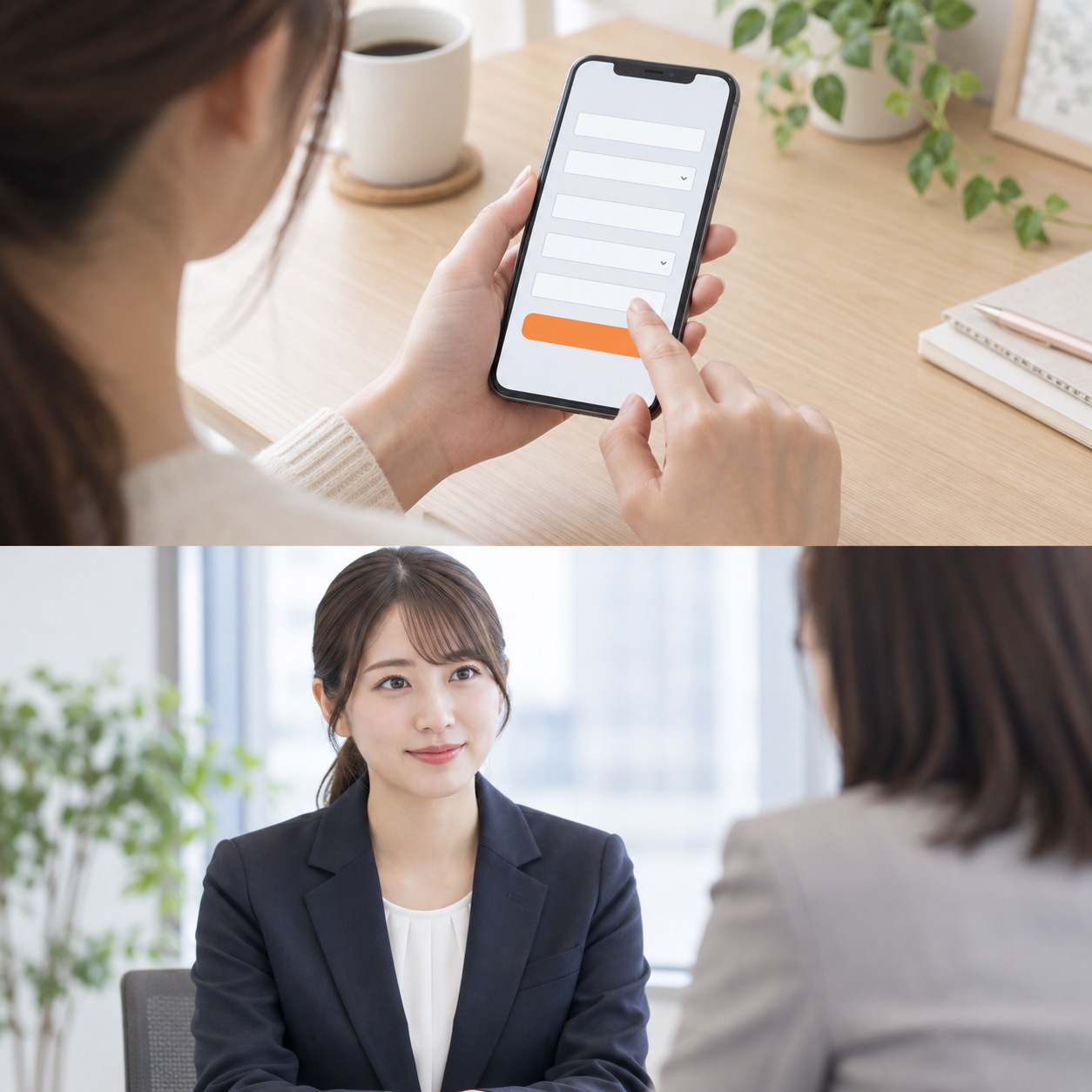 女性が採用担当者と面接するイメージ