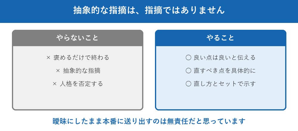 ダメなところは、はっきり言います